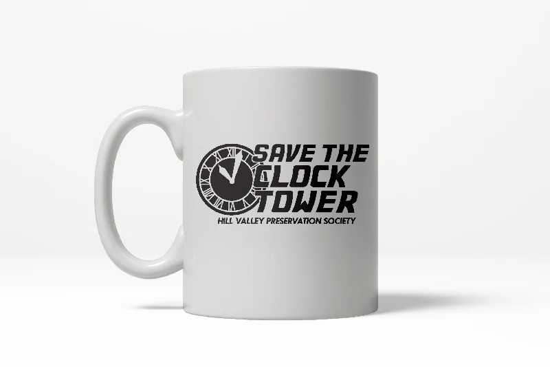 cute tea mugs -Save The Clocktower Funny Vintage Film Ceramic Coffee Drinking Mug  - 11oz