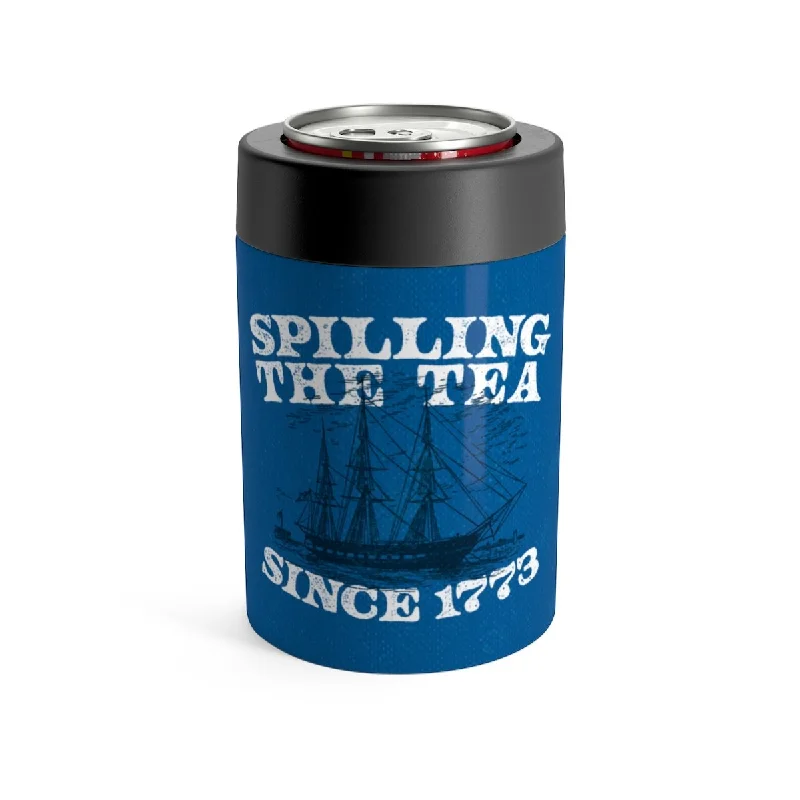 funny travel coffee mugs -Spilling The Tea Since 1773 Can Cooler